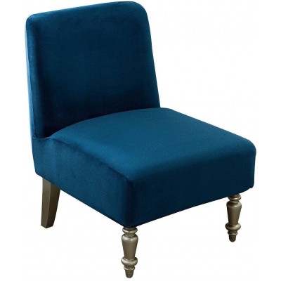 NUELLO Armless Accent Chair Slipcover Velvet Stretch Fabric for Armless Accent Chair Non-Slip Sofa Couch Cover Furniture Protector for Dining Living Room Office Reception Chair-blue-1-pcs