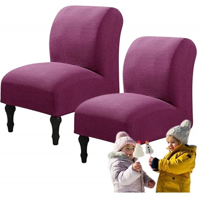 SRHMYJJ Stretch Armless Accent Chair Slipcover Jacquard Sofa Slipcover Slipper Chair Cover Furniture Protector Purple 2