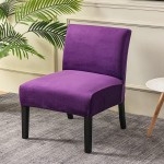 Stretch Armless Chair Slipcovers Velvet Accent Chair Covers Soft Furniture Protector Covers Armless Accent Chair Slipcovers Removable Washable for Living Room Kids-Purple-Set of 1