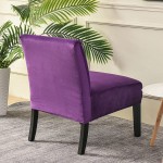 Stretch Armless Chair Slipcovers Velvet Accent Chair Covers Soft Furniture Protector Covers Armless Accent Chair Slipcovers Removable Washable for Living Room Kids-Purple-Set of 1