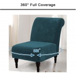 Velvet Stretch Armless Chair Slipcover Soft Non Slip Armless Accent Chair Cover Washable Furniture Protector Covers for Home Hotel Armless Chair Cover-Deep Water Blue