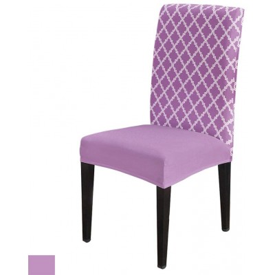 6Pcs Dining Chair Covers Protector Stretch Removable Washable Seat Cushion Slipcover,Modern Purple Morocco Geometric Trellis Accent Seat Cover Spandex for Dining Room Restaurant Hotel,