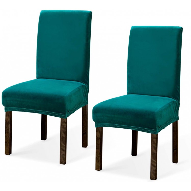 Argstar 2,4,6 Pack Velvet Kitchen Chair Covers Chair Cover in Dining Room Velvet Parsons Chair Slipcover Velvet Armless Chair Cover for Dining Room Kitchen Chair Cover Set of 2 Teal