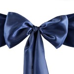 BalsaCircle 100 Navy Blue Satin Elegant Chair Cover Bows Sashes Wedding Banquet Decorations Party Supplies Engagement Events Reception