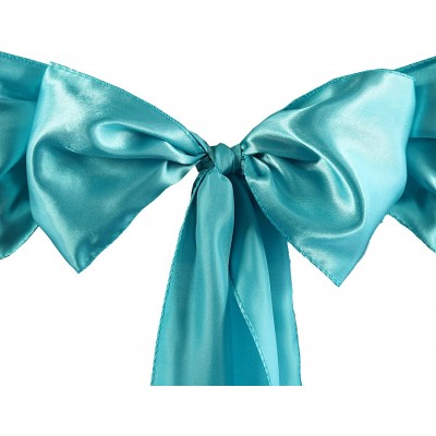BalsaCircle 20 Turquoise Satin Chair Sashes Bows Ties for Wedding Decorations Party Supplies Events Chair Covers Decor Banquet Reception