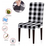 ColorBird Buffalo Check Spandex Chair Slipcovers Removable Universal Stretch Elastic Gingham Chair Protector Covers for Dining Room Restaurant Hotel Banquet Ceremony Set of 4 Black White Plaid