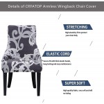 CRFATOP Stretch Armless Wingback Chair Cover Printed Sloping Armchair Cover Reusable Wingback Side Chair Slipcovers Accent Chair Covers for Dining Room Banquet Home Decor,01