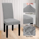 Easy-Going 100% Waterproof Dining Room Chair Cover Set of 4 Stretch Jacquard Parson Chair Slipcover Removable Washable Chair Protector for Home Restaurant Banquet Light Gray