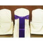Elina Home Pack of 50 Satin Chair Cover Bow Sash Wedding Banquet Decor Purple 50