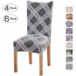 Fuloon 4 Pack Super Fit Stretch Removable Washable Short Dining Chair Protector Cover Seat Slipcover for Hotel,Dining Room,Ceremony,Banquet Wedding Party Gray White