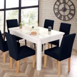 JQinHome 6 Pcs Dining Chair Slipcover,High Stretch Removable Washable Chair Seat Protector Cover for Home Party Hotel Wedding Ceremony Navy Blue