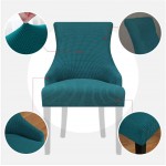 Lellen Stretch Tufted Wingback Chair Slipcover with Arms Accent Side Chair Cover Removable Washable Soft Banquet Chair ProtectorSet of 2-Teal