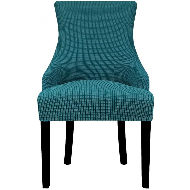 Lellen Stretch Tufted Wingback Chair Slipcover with Arms Accent Side Chair Cover Removable Washable Soft Banquet Chair ProtectorSet of 2-Teal