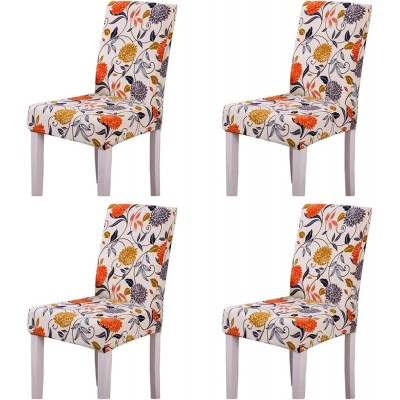 Ogrmar 4PCS Stretch Removable Washable Dining Room Chair Protector Slipcovers Home Decor Dining Room Seat Cover Multiple Styles Style 6