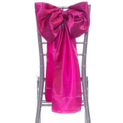Satin Bow Chair Accent for Special Events Includes a 4 ft. Sash Sheer Tie and 14-inch Satin Bow for Chairs Durable & Unique Satin Chair Sashes Bow Fushsia