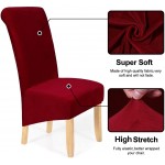 smiry Stretch Velvet Dining Chair Covers Removable Washable Large Soft Dining Chair Slipcovers for Kitchen Home Restaurant Set of 6 Wine Red