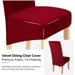 smiry Stretch Velvet Dining Chair Covers Removable Washable Large Soft Dining Chair Slipcovers for Kitchen Home Restaurant Set of 6 Wine Red