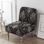 SONNACH Printed Armless Accent Chair Cover Stretch Armless Chair Slipcovers for Accent Chair Single Sofa Chair Covers Furniture Protector Covers Removable Washable for Home Hotel Baroque