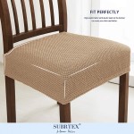 subrtex Dining Room Chair Seat Covers Stretch Chair Seat Cushion Slipcovers Furniture Protector Set of 2 Removable Washable for Dining Room Home Kitchen Khaki 2PCS