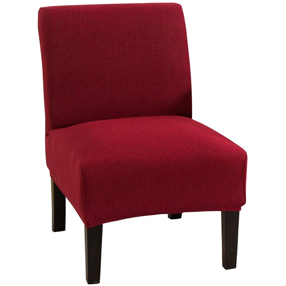 TOPCHANCES Armless Chair Slipcover Stretch Slipper Cover Removable Accent Chair Cover Washable Protector Cover for Home Hotel Living Room Wine red