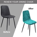 Velvet Shell Chair Cover Stretch Accent Chair Cover Armless Chair Cover Soft Mid Century Chair Covers Dining Chair Covers Removable Washable for Living Room Bedroom-Teal-Set of 2