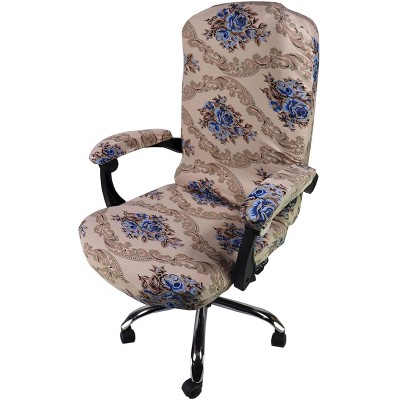 WOMACO Printed Office Chair Covers Stretch Computer Chair Cover Universal Boss Chair Covers Modern Simplism Style High Back Chair Slipcover Blue Rose Large
