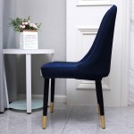 WOMACO Set of 2 Armless Curved Back Accent Kitchen Dining Room Chair Slipcover Modern Swivel Mid Low Short Back Counter Height Bar Stools Covers Wing Back Chair Protector Dark Blue Mid Back