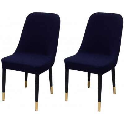 WOMACO Set of 2 Armless Curved Back Accent Kitchen Dining Room Chair Slipcover Modern Swivel Mid Low Short Back Counter Height Bar Stools Covers Wing Back Chair Protector Dark Blue Mid Back