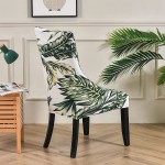 YLLUPD Stretch Armless Wingback Chair Cover,Printed Sloping Armchair Cover Removable Washable Anti-Dust Soft Reusable Dining Room Accent Chair Slipcover for Kitchen Hotel Banquet Decor-4 Pcs-Green