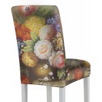 YSWPNA Dining Covers Chairs Set Vintage Colorful Flowers On Water Vase Single Dining Chair Cover Stretch Removable Washable Seat Cover Accent Chair for Home Kitchen Party Restaurant Wedding