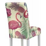 YSWPNA Dining Table Chair Cover Vintage Watercolor Tropic Flamingo Pineapple Flowe Elegant Dining Chair Cover Stretch Removable Washable Seat Cover Accent Chair for Home Kitchen Party Restaura