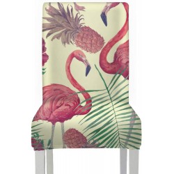 YSWPNA Dining Table Chair Cover Vintage Watercolor Tropic Flamingo Pineapple Flowe Elegant Dining Chair Cover Stretch Removable Washable Seat Cover Accent Chair for Home Kitchen Party Restaura