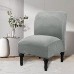 ZHFEL Armless Accent Chair Cover,Stretch Velvet Chair Slipcovers Removable Washable Non-Slip Without Armrests Chair Furniture Protector for Dining Room Kitchen Hotel-Light Grey