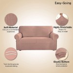 Easy-Going Stretch Loveseat Slipcover 1-Piece Sofa Cover Furniture Protector Couch Soft with Elastic Bottom for Kids Polyester Spandex Jacquard Fabric Small Checks Loveseat Pink