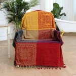 amorus Bohemian Throw Blankets Chenille Jacquard Tassels Soft Chair Cover for Bed Couch Decorative Sofa Throw Blankets Colorful Tribal Pattern M