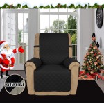 Easy-Going Recliner Sofa Slipcover Reversible Sofa Cover Water Resistant Couch Cover Furniture Protector with Elastic Straps for Pets Kids Children Dog Cat Recliner, Black Beige