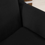 Ebeta Velvet Stretch Wingback Chair Sofa Slipcover 2-Piece Stretch Sofa Cover Furniture Protector Couch Soft with Elastic Bottom Black