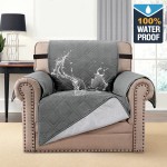 H.VERSAILTEX 100% Waterproof Armchair Protectors Cover for Dogs Pets Couch Covers Slipcovers Furniture Chair Protector with Non-Slip Strap on Back Seat Width 21 Grey