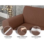 Jinamart Loveseat Slipcover Stretch Elastic Couch Cover Sofa 2 Seat 1-Piece Brown Medium