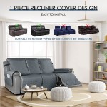 KinCam Recliner Sofa Cover,Pet Sofa Cover for 3 Seat Reclining Couch Motion Recliner Couch Cover Furniture Protector with Elastic Straps 3 Seater Plus Dark Gray