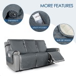 KinCam Recliner Sofa Cover,Pet Sofa Cover for 3 Seat Reclining Couch Motion Recliner Couch Cover Furniture Protector with Elastic Straps 3 Seater Plus Dark Gray