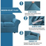 Rich Velvet Stretch 2 Piece Chair Cover Chair Slipcover Sofa Cover Furniture Protector Couch Soft with Elastic Bottom Chair Couch Cover with Arms Machine WashableChair,Peacock Blue