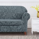 subrtex Sofa Cover Couch Cover 2-Piece Jacquard Damask Slipcovers with Seat Cushion Stretch Furniture Protector Chair Covers for Living Room Kids PetsLarge,Grayish Green