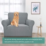 YEMYHOM Couch Cover Latest Jacquard Design High Stretch Sofa Chair Covers for Living Room Pet Dog Cat Proof Armchair Slipcover Non Slip Magic Elastic Furniture Protector Chair Light Gray