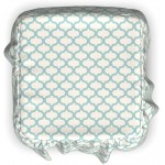 Ambesonne Aqua Ottoman Cover Mesh Curvy 2 Piece Slipcover Set with Ruffle Skirt for Square Round Cube Footstool Decorative Home Accent Standard Size Seafoam Cream
