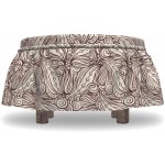 Ambesonne Brown Paisley Ottoman Cover Intertwined Leaves 2 Piece Slipcover Set with Ruffle Skirt for Square Round Cube Footstool Decorative Home Accent Standard Size Dark Mauve and Champagne
