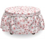 Ambesonne Cherry Blossom Ottoman Cover Sakura 3D Design 2 Piece Slipcover Set with Ruffle Skirt for Square Round Cube Footstool Decorative Home Accent Standard Size Dark Taupe and Rose