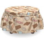 Ambesonne Chocolate Ottoman Cover Sweets Candy Bars Vintage 2 Piece Slipcover Set with Ruffle Skirt for Square Round Cube Footstool Decorative Home Accent Standard Size Multicolor