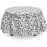 Ambesonne Cow Print Ottoman Cover Animal Hide Design 2 Piece Slipcover Set with Ruffle Skirt for Square Round Cube Footstool Decorative Home Accent Standard Size Black White Lilac