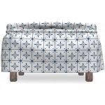Ambesonne Dutch Ottoman Cover Classical Delft Pattern 2 Piece Slipcover Set with Ruffle Skirt for Square Round Cube Footstool Decorative Home Accent Standard Size Blue White